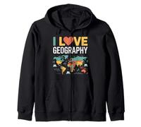 Design con Mappa del Mondo I Love Geography Felpa con Cappuccio