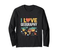 Design con Mappa del Mondo I Love Geography Maglia a Manica