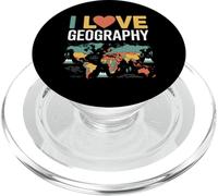Design con mappa del mondo I Love Geography PopSockets PopGrip per MagSafe