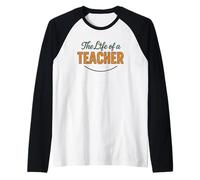 Design con Motivo «La Vita di Un Insegnante», Arancione Brillante con Accenti di Mela Maglia con Maniche Raglan