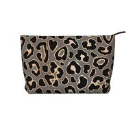 Design con motivo leopardato senza cuciture in oro di lusso, Borsa per cosmetici in velluto a coste Borsa per il trucco Borsa da viaggio portatile