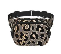 Design con motivo leopardato senza cuciture in oro di lusso, Marsupio quadrato a doppio strato, borsa da viaggio, marsupio casual