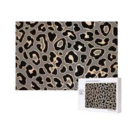 Design con motivo leopardato senza cuciture in oro di lusso,Puzzle in legno da 300 pezzi per famiglie, per adulti e adolescenti, decorazioni per la casa