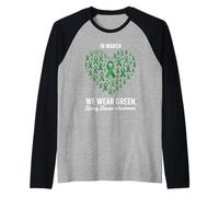 Design con Nastro Verde per la consapevolezza della Salute dei reni Maglia con Maniche Raglan