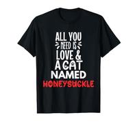 Design con Nome Gatto e caprifoglio: Tutto ciò di Cui Hai Bisogno è Amore Maglietta con Stampa Grafica Economica