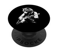 Design con orso che suona la chitarra con occhiali PopSockets PopGrip Adesivo