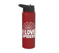Design con ragnatela e scritta "I Love Spiders" Stainless Steel Insulated Water Bottle