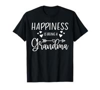 Design con Scritta Happiness Is Being a Grandma a Forma di Cuore e frec Maglietta