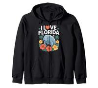 Design con scritta «I love Florida Manatee Hibiscus» Felpa con Cappuccio