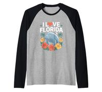 Design con scritta «I love Florida Manatee Hibiscus» Maglia con Maniche Raglan