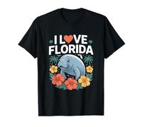 Design con scritta «I love Florida Manatee Hibiscus» Maglietta