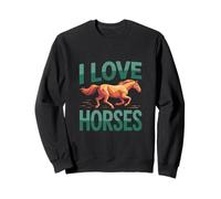 Design con Scritta «I Love Horses Galoping Joy» Felpa