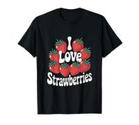 Design con scritta «I Love Strawberries» e frutti di bosco Maglietta