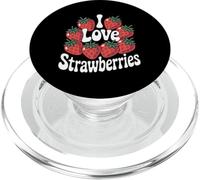 Design con scritta «I Love Strawberries» e frutti di bosco PopSockets PopGrip per MagSafe