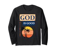 Design con Scritta in Inglese God is Good (Lingua Italiana Non Garantita) Maglia a Manica