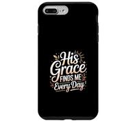 Design con scritta in lingua inglese "His Grace Finds Me Christian God" Custodia per iPhone 7 Plus/8 Plus