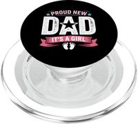 Design con scritta "Proud New Dad It's a Girl First Time Father" PopSockets PopGrip per MagSafe