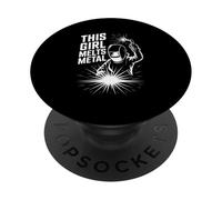 Design con scritta "This Girl Melts Metal Welder Pride" PopSockets PopGrip Adesivo