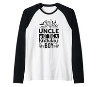 Design con Scritta Uncle of The Birthday Boy Maglia con Maniche Raglan