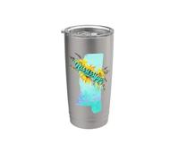 Design con Silhouette del Mississippi e Girasoli Bicchiere termico in acciaio inox doppia parete