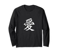 Design con Simbolo della Calligrafia Cinese Giapponese Maglia a Manica