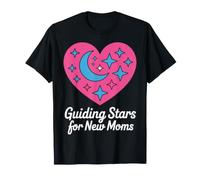 Design con Stelle Guida per Le Nuove Mamme a Forma di Cuore e Luna Maglietta