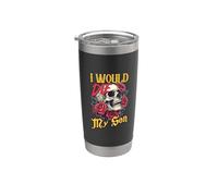 Design con teschio con rose e scritta "I would die for my son" Bicchiere termico in acciaio inox doppia parete