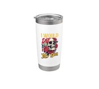 Design con teschio con rose e scritta "I would die for my son" Bicchiere termico in acciaio inox doppia parete