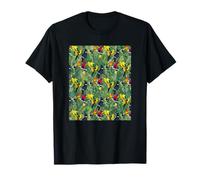 Design con Uccelli Tropicali Colorati e Natura Verde Maglietta