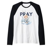 Design Cristiano con Scritta Time to Pray Angel Cloud Maglia con Maniche Raglan