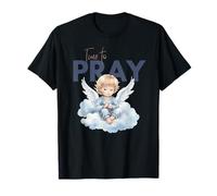 Design Cristiano con Scritta Time to Pray Angel Cloud Maglietta