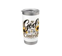 Design cristiano con stampa leopardata e girasole Trust God Bicchiere termico in acciaio inox doppia parete