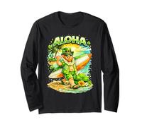 Design da Spiaggia Tropicale Aloha Lucky Surfer Leprechaun Maglia a Manica