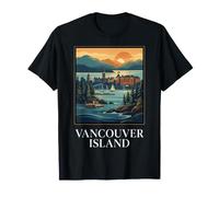 Design da Viaggio retrò Vintage dell'isola di Vancouver British Columbia Maglietta