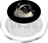 Design d'arte grafica del volto di gatto siamese vintage PopSockets PopGrip per MagSafe