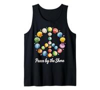 Design del Cartello della Pace «Peace by The Shore» a Forma di Conchiglia Canotta