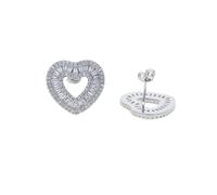 Design del cuore d'oro 14K Orecchini da donna con prigionieri di moissanite rettangolari pavé - Aggiungi un tocco di eleganza al tuo look, adatto a un regalo di compleanno