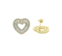 Design del cuore d'oro 14K Orecchini da donna con prigionieri di moissanite rettangolari pavé - Aggiungi un tocco di eleganza al tuo look, adatto a un regalo di compleanno