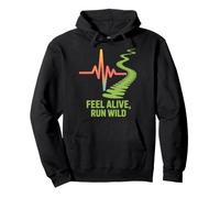 Design del Percorso Feel Alive Run Wild Running Heartbeat Felpa con Cappuccio