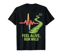 Design del Percorso Feel Alive Run Wild Running Heartbeat Maglietta