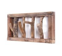 DESIGN DELIGHTS Appendiabiti da parete russo, 45 x 23 x 10 - 13 cm (larghezza x altezza x profondità), legna, listello con ganci, colore: 01 naturale e vintage