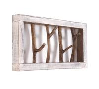 DESIGN DELIGHTS - Appendiabiti da parete rustico Limb | 45x23x~10-13 cm (LxAxP), legno di taglio | Barra con ganci | Colore: 05 bianco-naturale