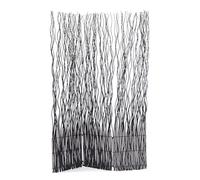 DESIGN DELIGHTS Bello PARAVENTO Wave 3 | 170x120 cm (HxP), Parete divisoria in Vimini | 3 Parti, Schermo, divisorio per Stanza di derivazione, salici Divisorio | Colore: Nero