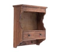DESIGN DELIGHTS SCAFFALE a Muro Granja | con cassetti e Ganci, Legno di Mogano, 47x40 cm | Scaffale da Cucina, scaffale in Legno, Mobile a Muro