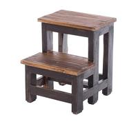 DESIGN DELIGHTS Scaletta a pedale, 46 x 37 x 37 cm (altezza x larghezza x profondità), legno vecchio, a due livelli, scala a pioli, per uso domestico, colore: 04 nero naturale