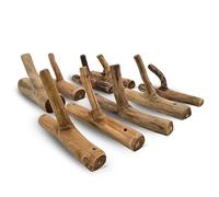 DESIGN DELIGHTS Set di 9 ganci per giardino, radice di teak, ca. 17 x 10 x 2,5 cm (altezza x larghezza x profondità) | appendiabiti shabby