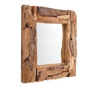 DESIGN DELIGHTS - Specchio Beachside in legno di radice | 50x50 cm, cornice in legno, teak vintage | Specchio da parete