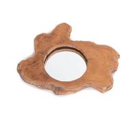DESIGN DELIGHTS Specchio da Parete Tiko | 40x35 cm, Specchio in Teak | Specchio in radica, Specchio Rotondo in Teak, Specchio in Legno, Specchio Naturale da Sala