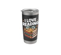 Design della pila di libri per appassionati di I love reading Bicchiere termico in acciaio inox doppia parete