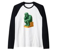 Design della statua di pensiero divertente - Stile meme di Internet Maglia con Maniche Raglan